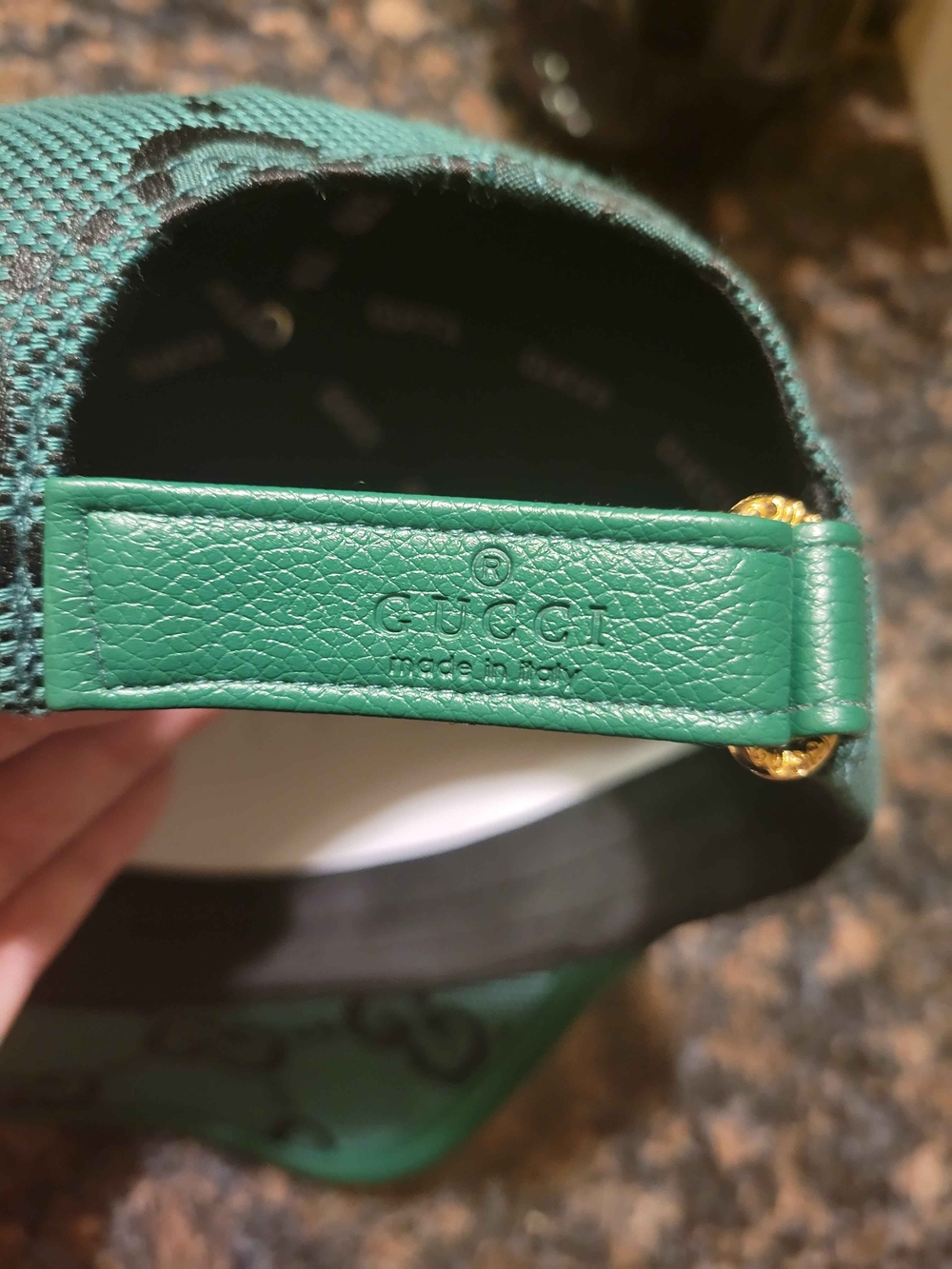 Gucci Green Jumbo Monogram Baseball Cap - Picture 8 of 12